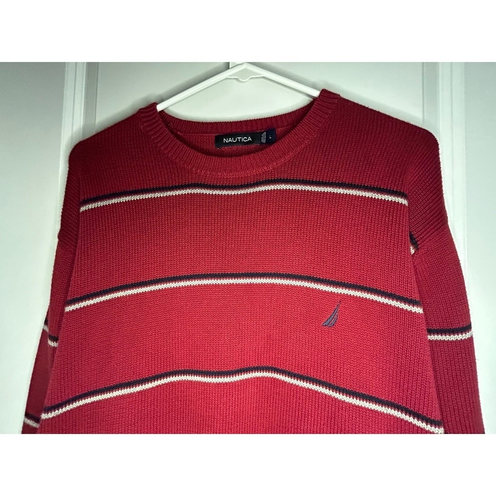 Vintage 90's Y2k Nautica Striped Knitted Crewneck Sweater Size Mens‎ Large